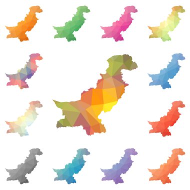 Pakistan geometrik poligonal mozaik tarzı koleksiyon parlak soyut mozaik düşük Poli haritalar