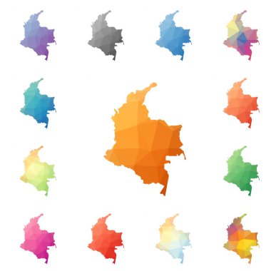 Kolombiya geometrik poligonal mozaik tarzı koleksiyon parlak soyut mozaik düşük Poli haritalar
