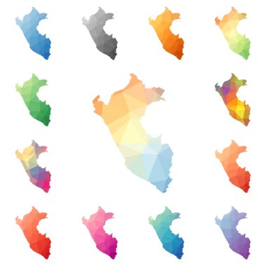 Peru geometrik poligonal mozaik tarzı koleksiyon parlak soyut mozaik düşük Poli haritalar