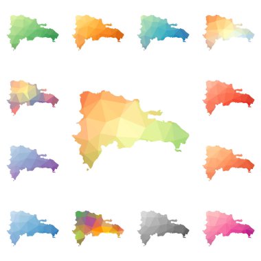 Dominicana geometrik poligonal mozaik tarzı koleksiyon parlak soyut mozaik düşük Poli haritalar