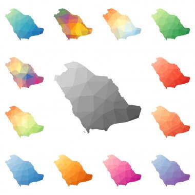 Suudi Arabistan geometrik poligonal mozaik tarzı koleksiyon parlak soyut mozaik düşük haritalar