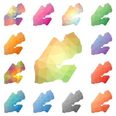 Cibuti geometrik poligonal mozaik tarzı koleksiyon parlak soyut mozaik düşük Poli haritalar