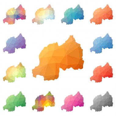 Ruanda geometrik poligonal mozaik tarzı koleksiyon parlak soyut mozaik düşük Poli haritalar
