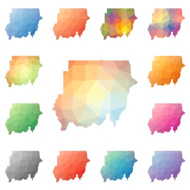 Sudan geometrik poligonal mozaik tarzı koleksiyon parlak soyut mozaik düşük Poli haritalar