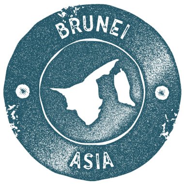 Brunei map vintage stamp Retro style handmade label Brunei badge or element for travel souvenirs clipart