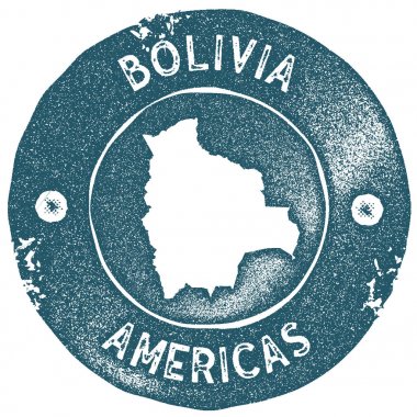 Bolivia map vintage stamp Retro style handmade label Bolivia badge or element for travel clipart