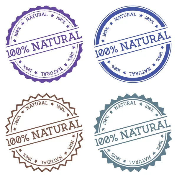 100 natürliche Abzeichen isoliert auf weißem Hintergrund flachen Stil rundes Etikett mit Text kreisförmigen Emblem — Stockvektor