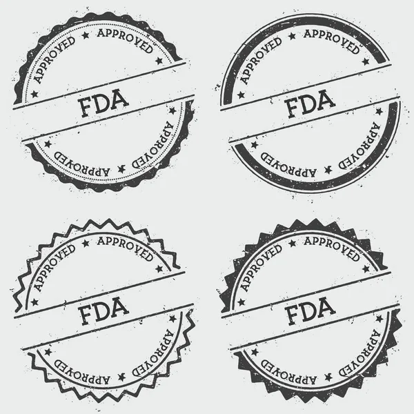 Fda 승인 휘장 스탬프 텍스트 잉크 hipster 인감 라운드 흰색 배경에 그런 지 절연 — 스톡 벡터