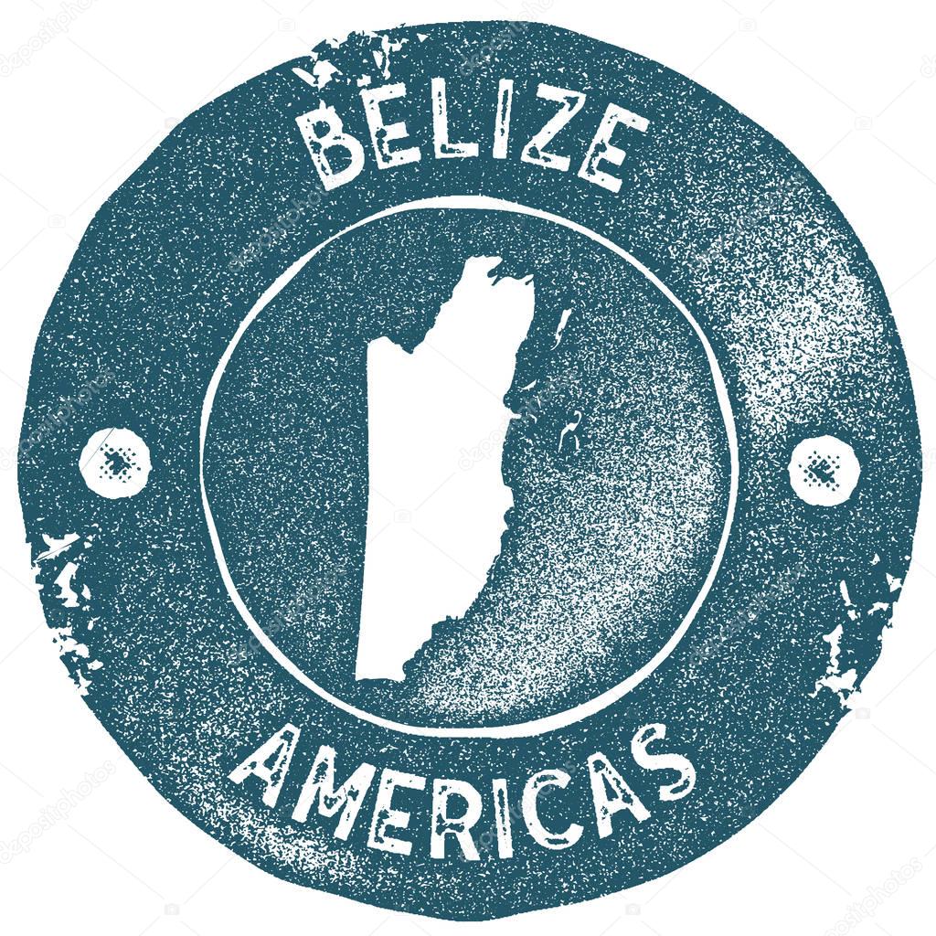 Belize map vintage stamp. Retro style handmade label. Belize badge or element for travel souvenirs. Rubber stamp with country map silhouette. Vector illustration.