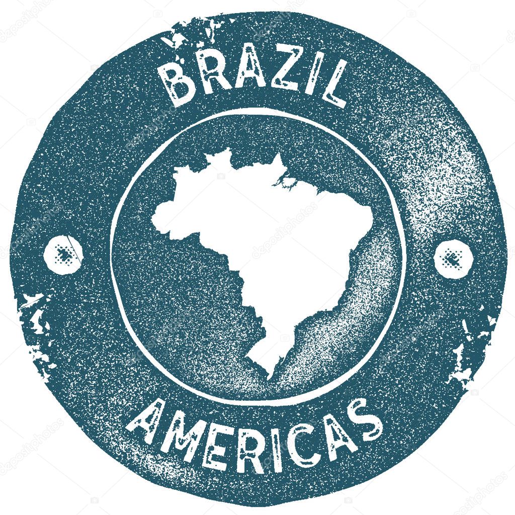 Brazil map vintage stamp Retro style handmade label Brazil badge or element for travel souvenirs