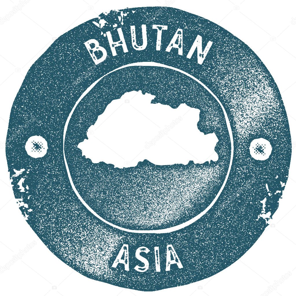 Bhutan map vintage stamp Retro style handmade label Bhutan badge or element for travel souvenirs
