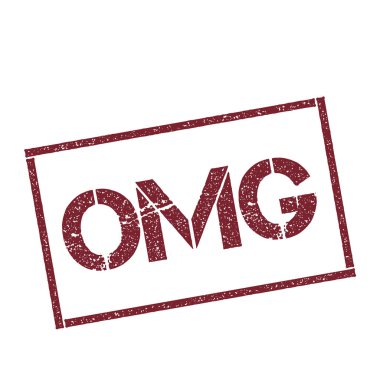 OMG dikdörtgen damga dokulu kırmızı mühür ile izole beyaz arka plan vektör üzerinde metin