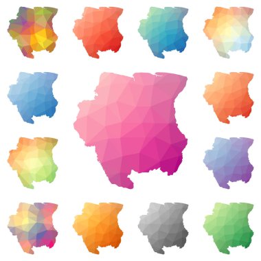 Surinam geometrik poligonal mozaik tarzı koleksiyon parlak soyut mozaik düşük Poli haritalar