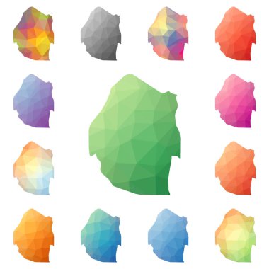 Svaziland geometrik poligonal mozaik tarzı koleksiyon parlak soyut mozaik düşük Poli haritalar