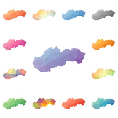 Slovakya geometrik poligonal mozaik tarzı koleksiyon parlak soyut mozaik düşük Poli haritalar