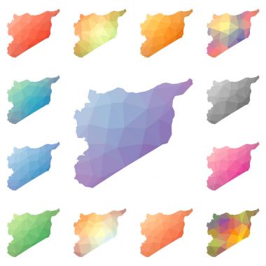 Suriye geometrik poligonal mozaik tarzı koleksiyon parlak soyut mozaik düşük Poli haritalar