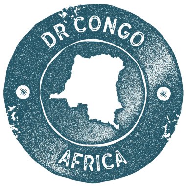 DR Congo map vintage stamp Retro style handmade label DR Congo badge or element for travel clipart