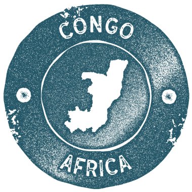 Kongo Haritası vintage damgası Retro tarzı el yapımı etiketi Kongo rozet veya öğe için seyahat Hatıra Eşyası
