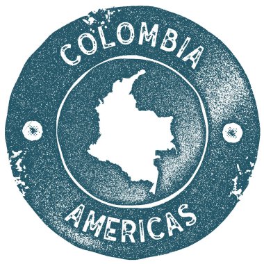 Kolombiya Haritası vintage damgası Retro tarzı el yapımı etiketi Kolombiya rozet veya seyahat için öğe