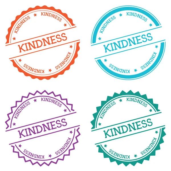 Düz beyaz arka plan üzerinde izole iyilik rozeti tarzı yuvarlak etiket metin dairesel amblemi ile