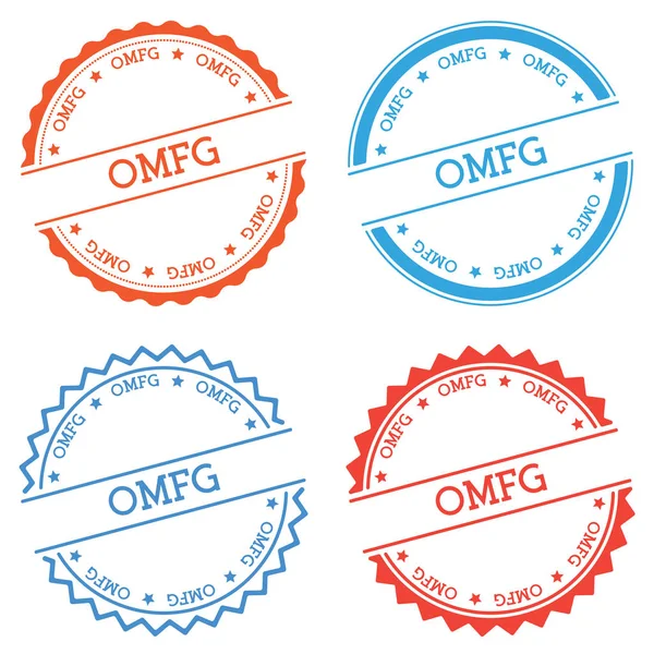 OMFG бейдж ізольовані на білому тлі плоским стиль круглі етикетку з тексту кругової емблема вектор — стоковий вектор
