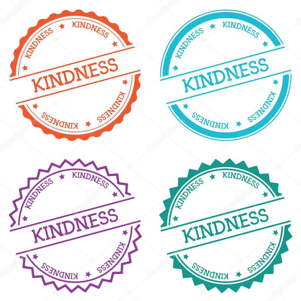 KINDNESS badge isolated on white background Flat style round label with text Circular emblem
