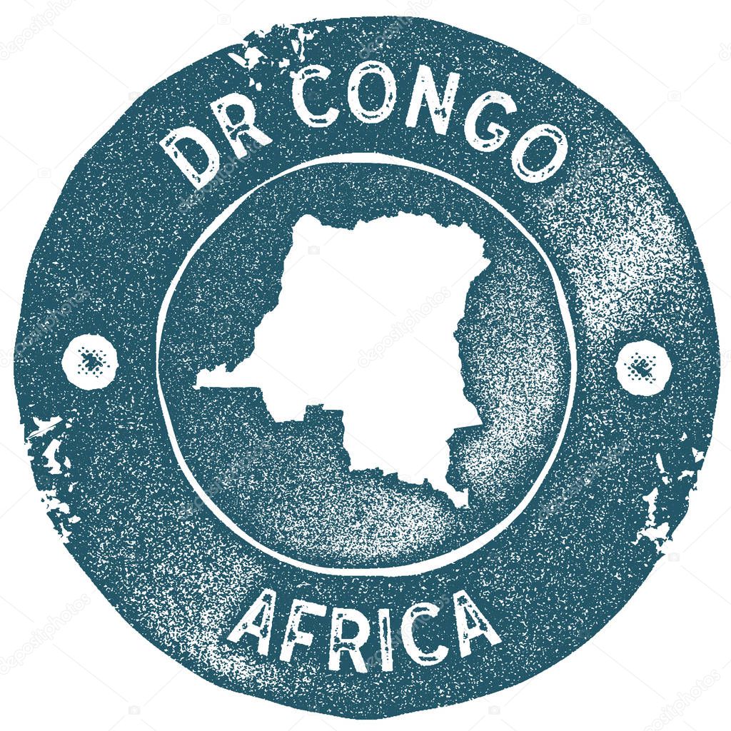 DR Congo map vintage stamp Retro style handmade label DR Congo badge or element for travel