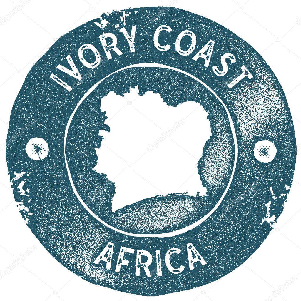 Ivory Coast map vintage stamp Retro style handmade label Ivory Coast badge or element for travel