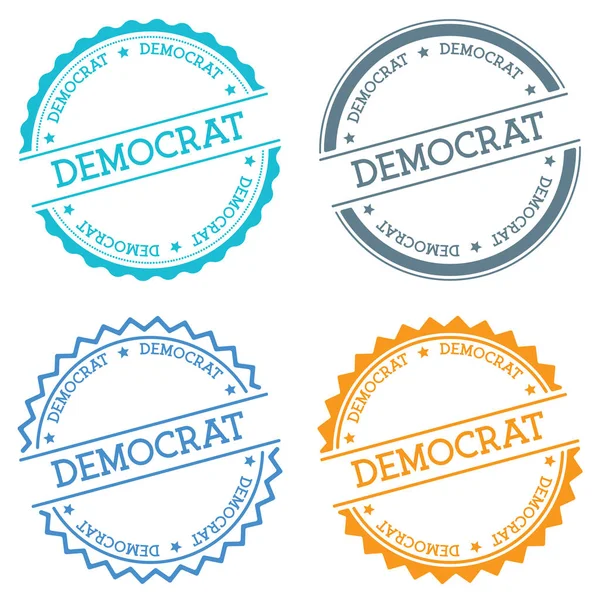 Demokrat badge isolerad på vit bakgrund platt stil runda etikett med text cirkulär emblem — Stock vektor