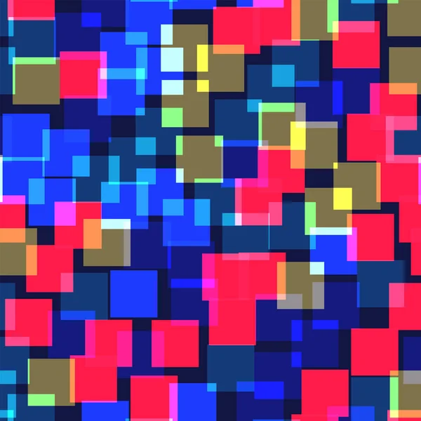 Modèle de carrés abstraits Fond géométrique bleu profond Carrés aléatoires extraordinaires Géométrique — Image vectorielle