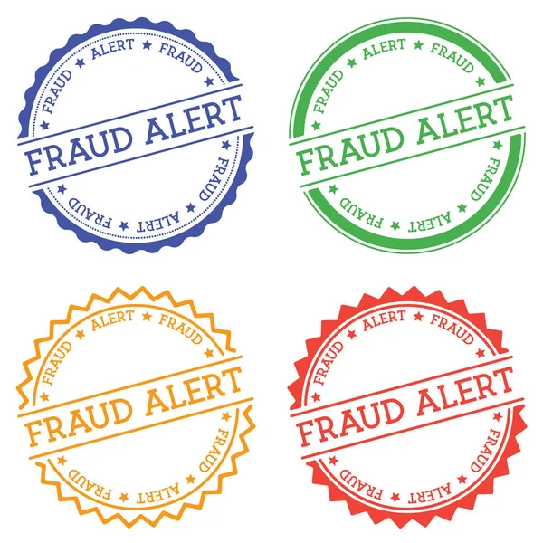 Fraude alert badge geïsoleerd op een witte achtergrond Flat stijl ronde label met tekst cirkelvormige embleem — Stockvector