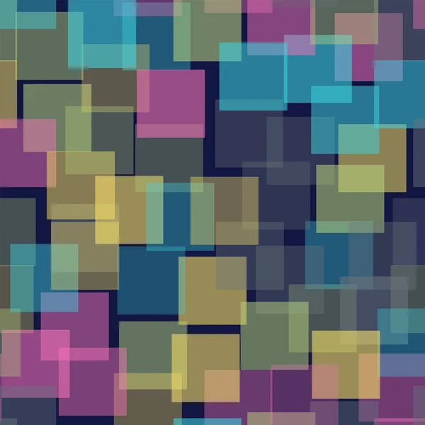 Padrão de quadrados abstratos Fundo geométrico azul profundo Quadrados aleatórios elegantes Caótico geométrico — Vetor de Stock