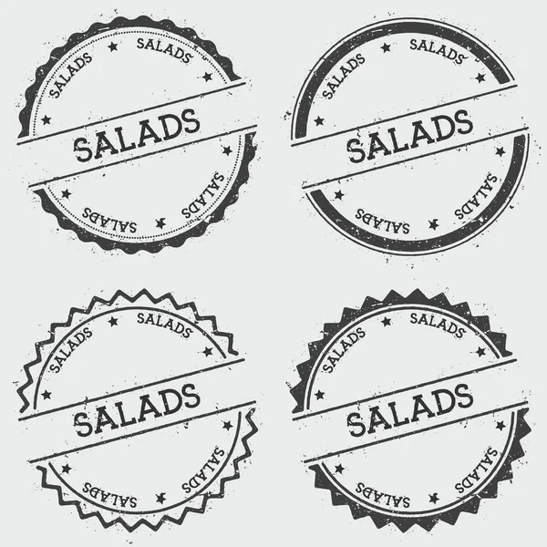Salate Abzeichen Stempel isoliert auf weißem Hintergrund Grunge runde Hipster-Siegel mit Textfarbe Textur — Stockvektor