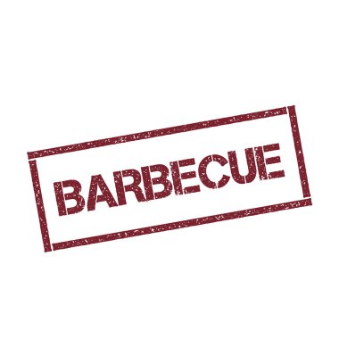 Barbekü dikdörtgen damga dokulu kırmızı mühür ile izole beyaz arka plan vektör üzerinde metin