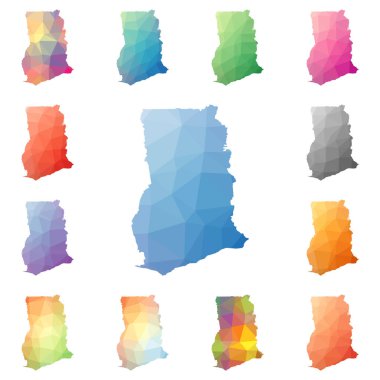 Gana geometrik poligonal mozaik tarzı koleksiyon parlak soyut mozaik düşük Poli haritalar