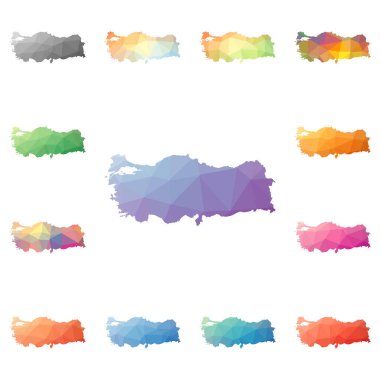 Türkiye'de geometrik poligonal mozaik tarzı koleksiyon parlak soyut mozaik düşük Poli haritalar