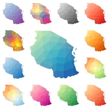 Tanzanya geometrik poligonal mozaik tarzı koleksiyon parlak soyut mozaik düşük Poli haritalar