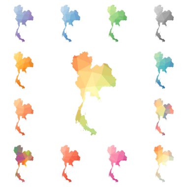 Tayland geometrik poligonal mozaik tarzı koleksiyon parlak soyut mozaik düşük Poli haritalar