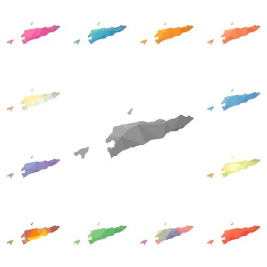 Timorleste geometrik poligonal mozaik tarzı koleksiyon parlak soyut mozaik düşük haritalar