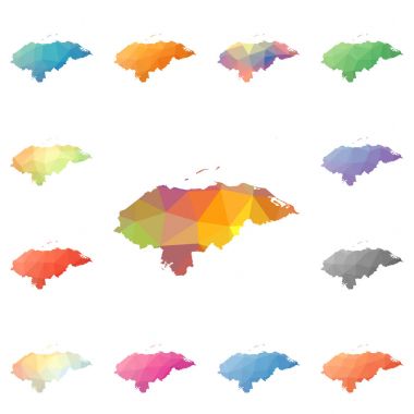 Honduras geometrik poligonal mozaik tarzı koleksiyon parlak soyut mozaik düşük Poli haritalar