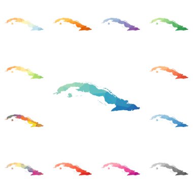 Küba geometrik poligonal mozaik tarzı koleksiyon parlak soyut mozaik düşük Poli haritalar