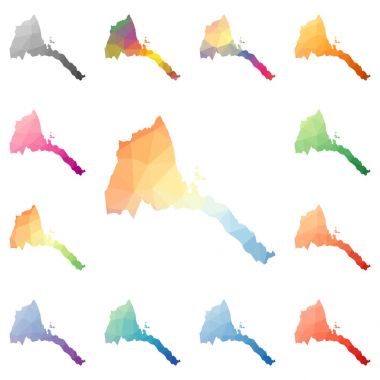 Eritre geometrik poligonal mozaik tarzı koleksiyon parlak soyut mozaik düşük Poli haritalar