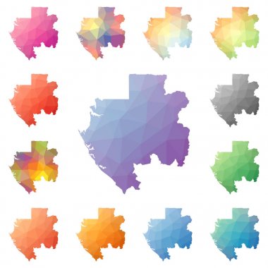 Gabon geometrik poligonal mozaik tarzı koleksiyon parlak soyut mozaik düşük Poli haritalar