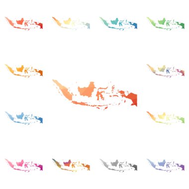 Endonezya geometrik poligonal mozaik tarzı koleksiyon parlak soyut mozaik düşük Poli haritalar