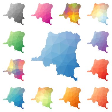 Dr Kongo geometrik poligonal mozaik tarzı koleksiyon parlak soyut mozaik düşük Poli haritalar