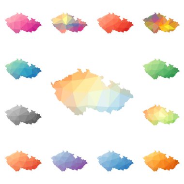 Çek Cumhuriyeti geometrik poligonal mozaik tarzı koleksiyon parlak soyut mozaik düşük haritalar