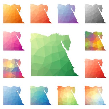 Mısır geometrik poligonal mozaik tarzı koleksiyon parlak soyut mozaik düşük Poli haritalar