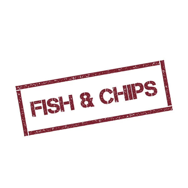 Fish Chips rechteckigen Stempel strukturierten roten Siegel mit Text isoliert auf weißem Hintergrund Vektor — Stockvektor