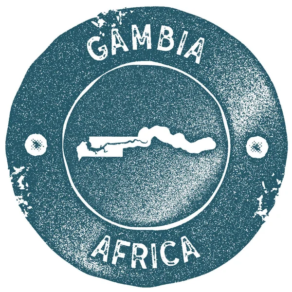 Mapa de Gambia sello vintage Etiqueta hecha a mano estilo retro Gambia insignia o elemento para recuerdos de viaje — Vector de stock