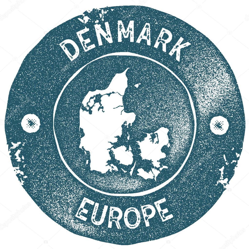 Denmark map vintage stamp Retro style handmade label Denmark badge or element for travel